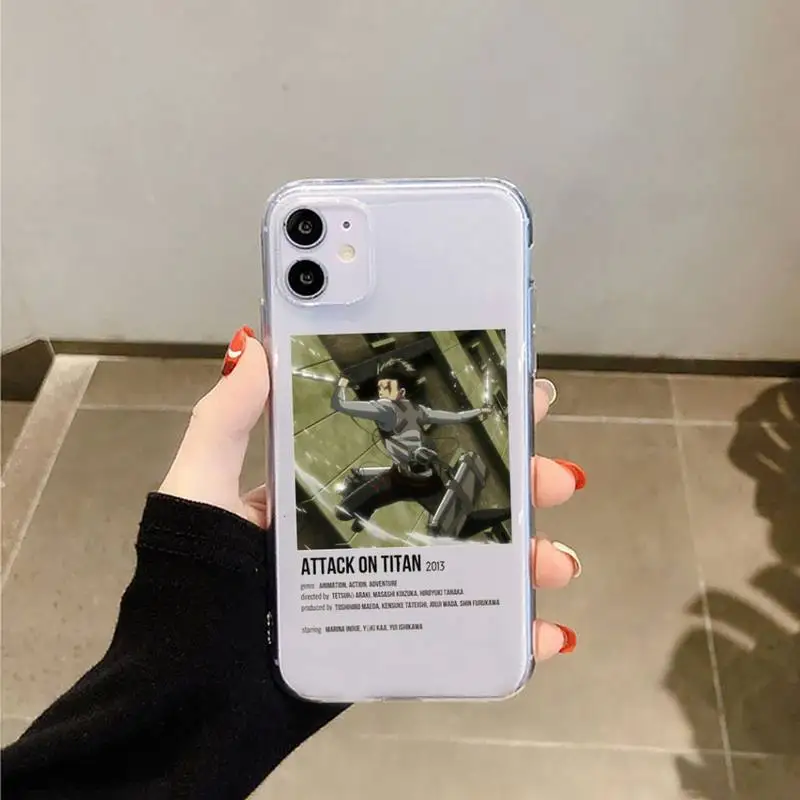 

Attack On Titan anime Phone Case Transparent for iPhone 6 7 8 11 12 s mini pro X XS XR MAX Plus