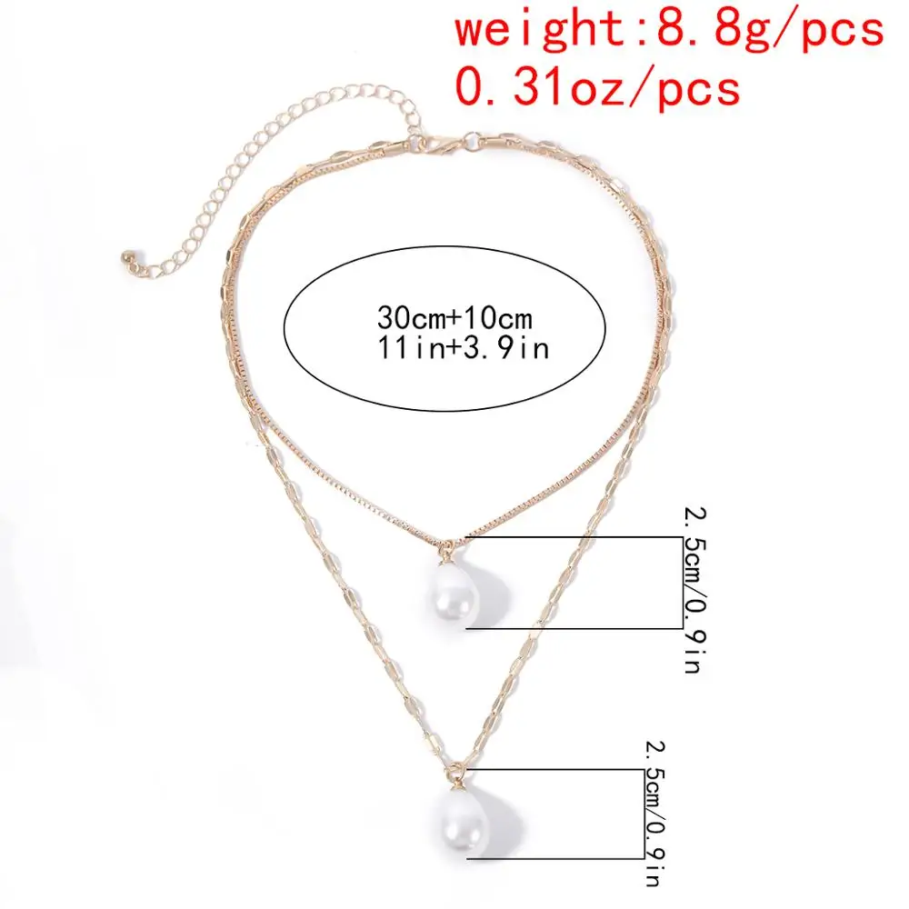 

Gothic Baroque Pearl Beaded Pendant Choker Necklace Women Collares Wedding Kpop Punk Multi Layer Snake Chain Charm Boho Jewelry
