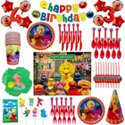 С героями Улица Сезам День рождения принадлежности Набор посуды скатерть Бумага салфетки под чашки баннер торт Топпер Baby Shower украшения