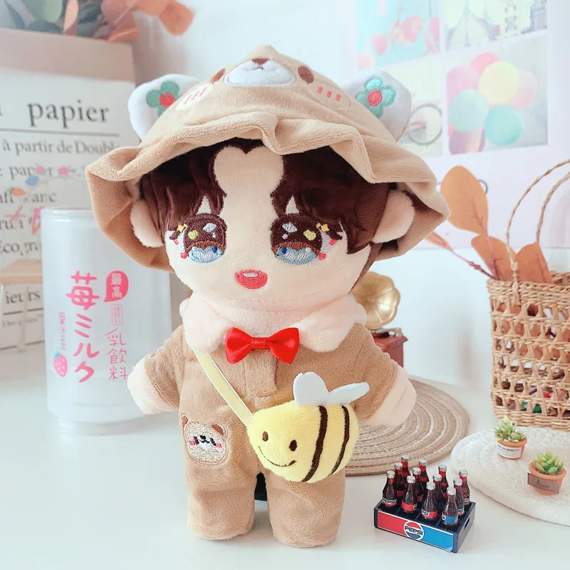 4 pcs 1 set 20cm EXO Dolls Clothes include Hat and Overalls 2pcs Clothes  for 20cm Dolls Fans collection doll accesory