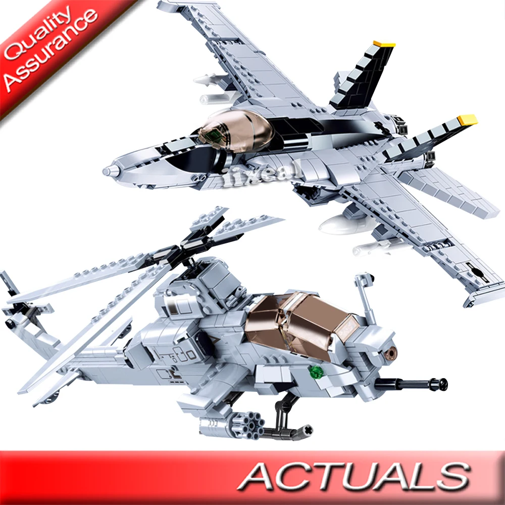 SLUBAN Военная серия Вертолет боец мотоцикл строительные блоки городская Армия