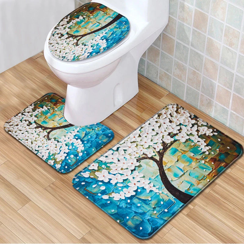 3 шт./компл. коврик для ванной нескользящий с 3D цветочным принтом Придверные