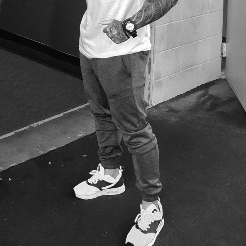 Брендовые брюки для бега мужские повседневные эластичные длинные хлопковые