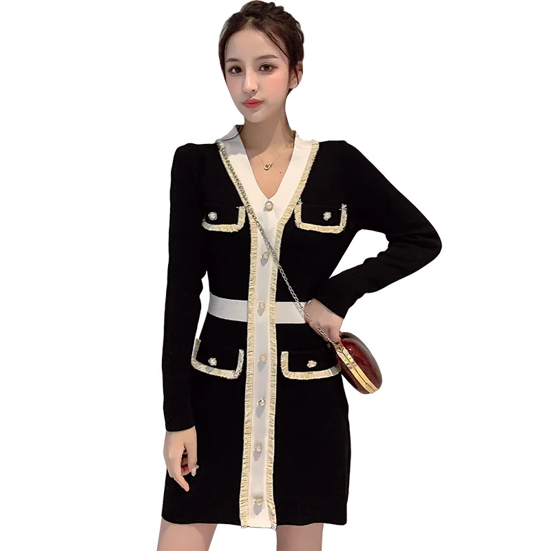 

Will ~ in early autumn new starting French fashion women's clothing v-neck heavy show temperament of white dresses