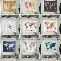 world map tapestry wall hanging carpet letter words print polyester home decor tapestry wall fabric bedroom decorative tapestry