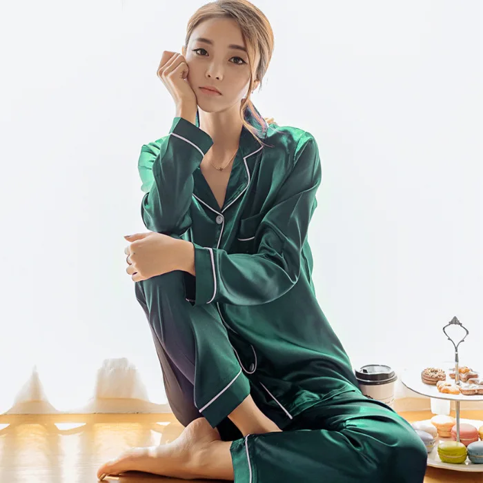 Шелковые пижамы из 2 предметов Женская нежная Домашняя одежда пижамный комплект