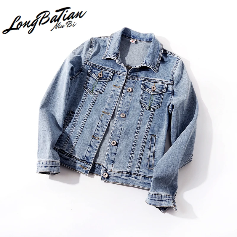 

Весенняя мода размера плюс, тонкая короткая джинсовая женская куртка Chaqueta Mujer, Корейская Студенческая эластичная джинсовая куртка, женское ...