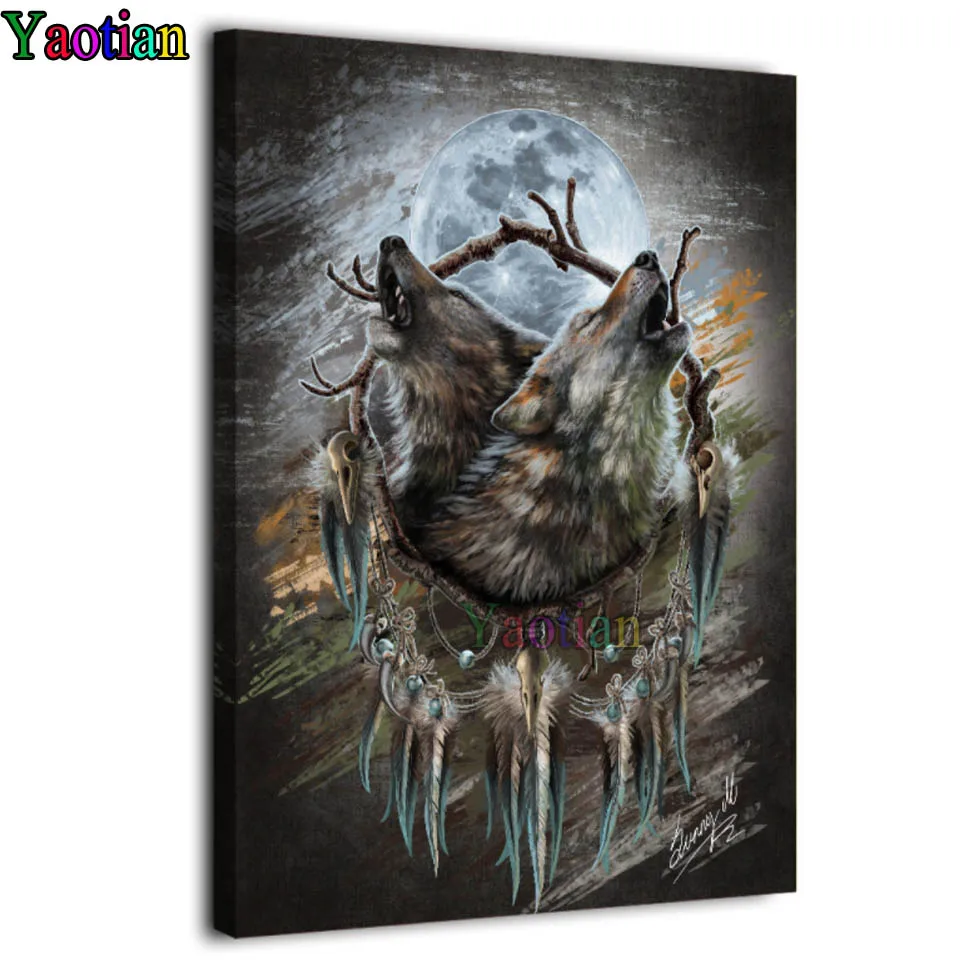 

Алмазная 5D картина «Воющий волк», абстрактная мозаика с круглыми стразами, полная вышивка крестиком