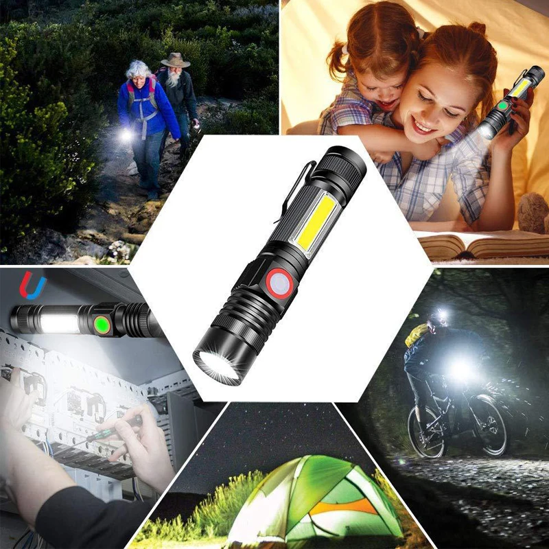 

12000LM Ultra Bright LED Flashlight USB Rechargeable led torch T6 lanterna Bicycle Light Use18650 Battery.For cycling outdoors