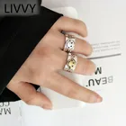 Очаровательное кольцо LIVVY серебряного цвета с неровной цепочкой и геометрическим рисунком, Золотое Открытое кольцо для женщин и мужчин, подарки на вечеринку, аксессуары, тренд 2021