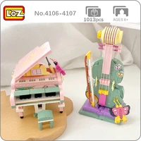loz music instrument violin piano stool note book butterfly 3d model diy mini blocks bricks building toy for children no box