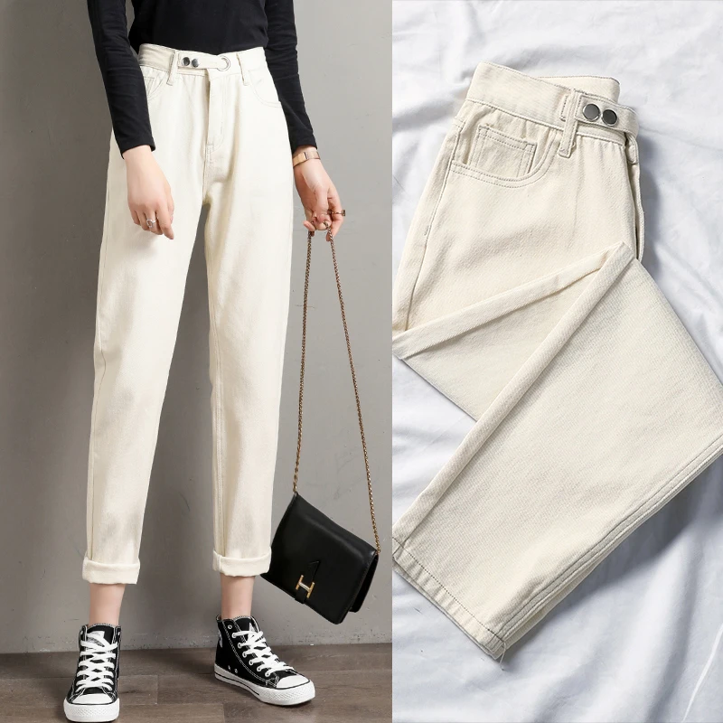 

BornSra 2020 New Streetwear High Waist Denim Jeans for Women Spring Harem Jeans Pants Female Irregular Jeans Pantalon femme