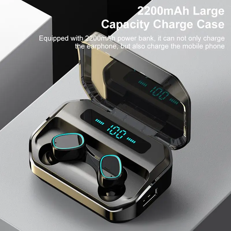 

TWS-наушники с поддержкой Bluetooth 2200 и зарядным футляром на мА · ч