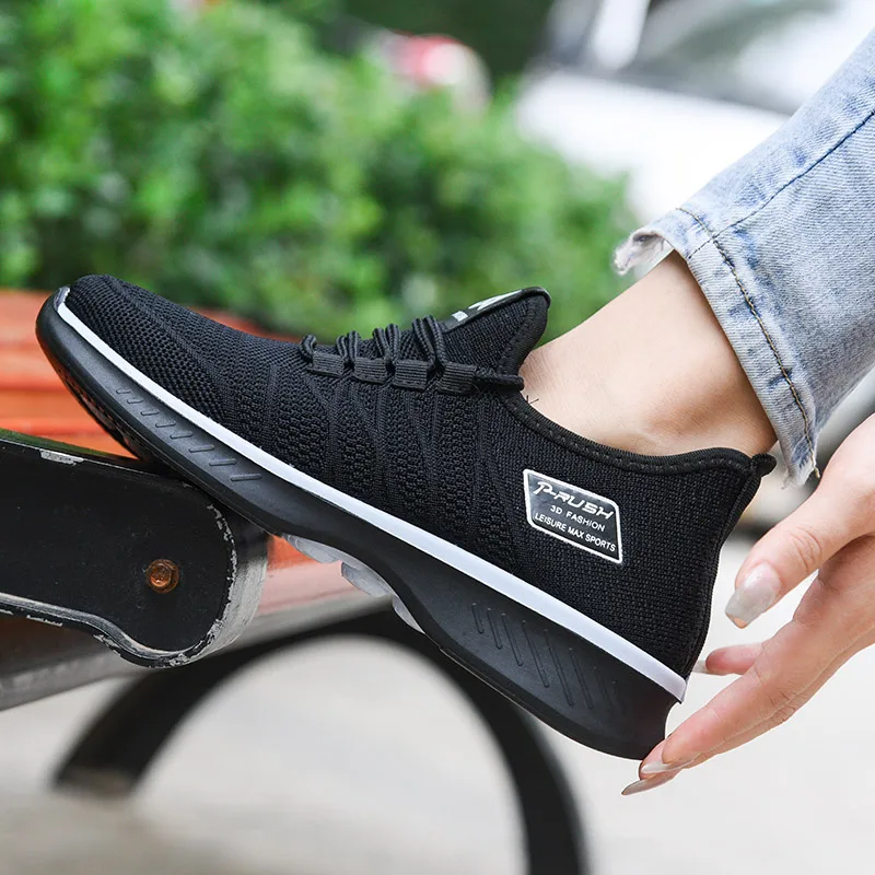 

Women's knitted walking shoes with thick soles with slope heel fashionable sports shoes women's casual shoes purple breathable