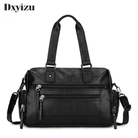 mens leather travel bag foldable portable shoulder bags luggage large capacity travel tote women duffle handbag