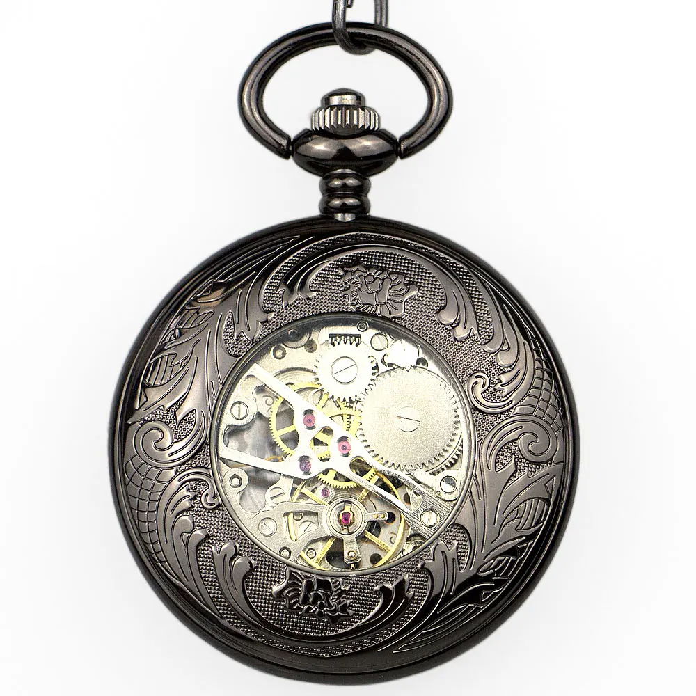 5 шт./лот Механические карманные часы с оленем для бега мужские полые скелетоны