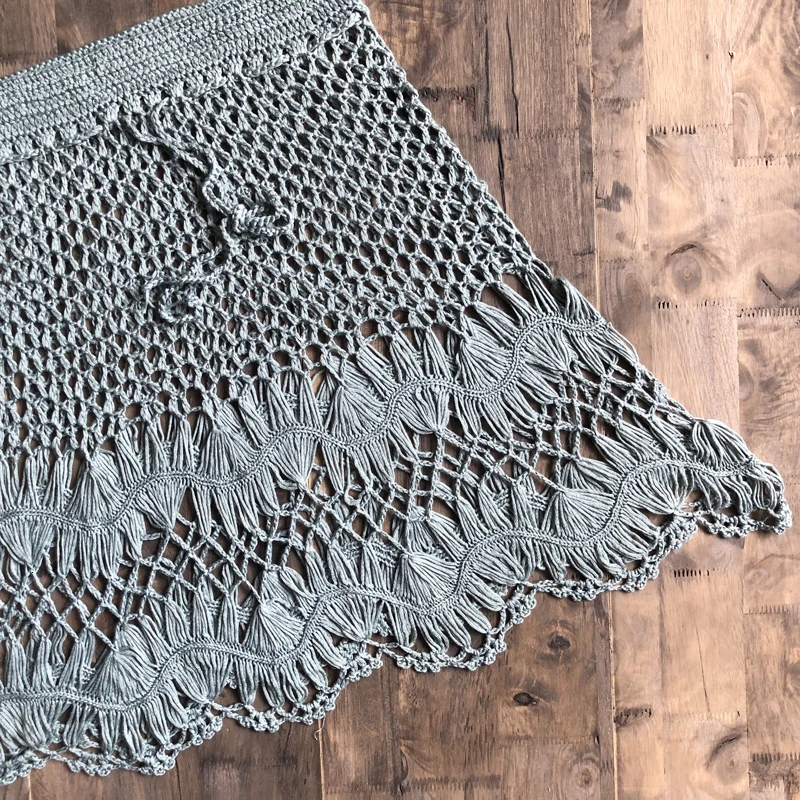Вязанные крючком бикини Boho Хлопковые вязаные мини юбки женские летние пляжный с завышенной талией выдалбливают мини юбки крутые горячая распродажа