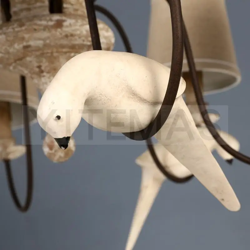 Деревянная люстра в виде птицы деревенский светильник европейский домашний