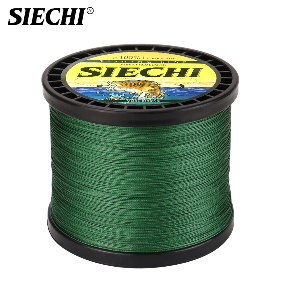 Плетеная рыболовная леска SIECHI 4 пряди 8 струн 1000 м 500 100% ПЭ 12 88 анг. Фунт. прочный