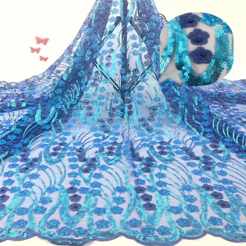 

Green Color African Net Lace Fabric, High Quality 3d Sequins Nigerian Wedding Lace Fabrics 5Yards Sequins French Tulle lace