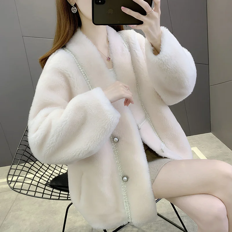 

SHZQ Fur 2021 New Sheep Shearing Wool Coat Female Lamb Wool Composite Fur Integrated Light Luxury Young