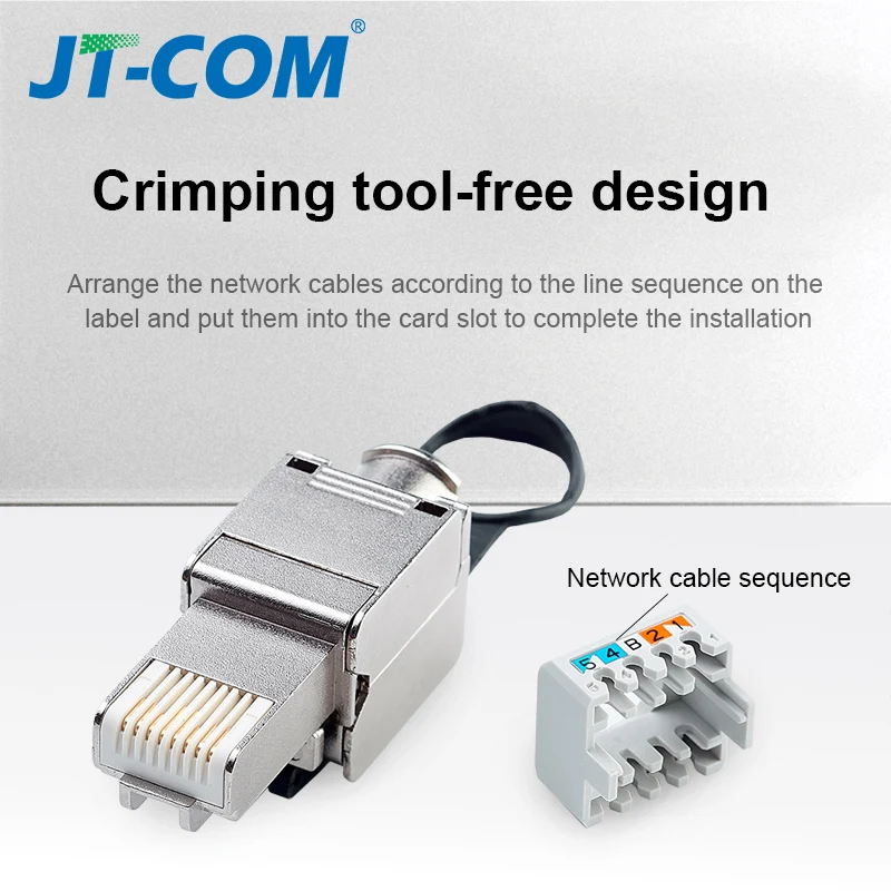 Разъем 8P8C RJ45 из цинкового сплава без инструментов экранированный совместим с