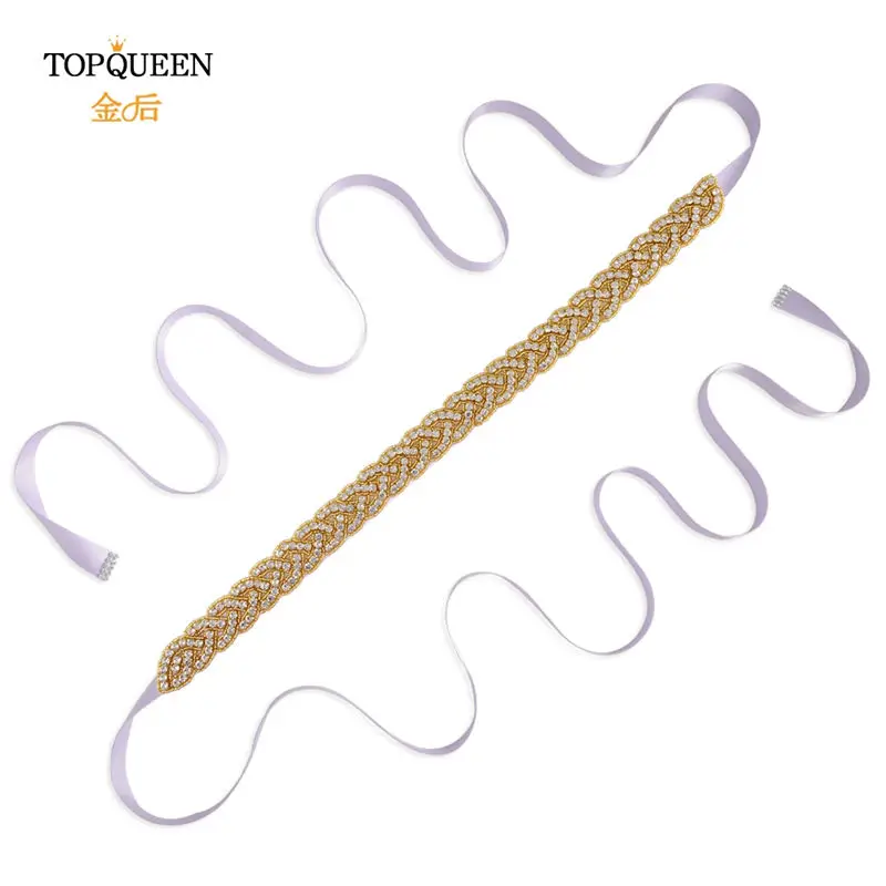 TOPQUEEN S216-G золото талия пояс необычные Стразы кушак Золотые бусы свадебный пояс золотой пояс для женщин ремни свадебные sashs Свадебные - Цвет: lavender