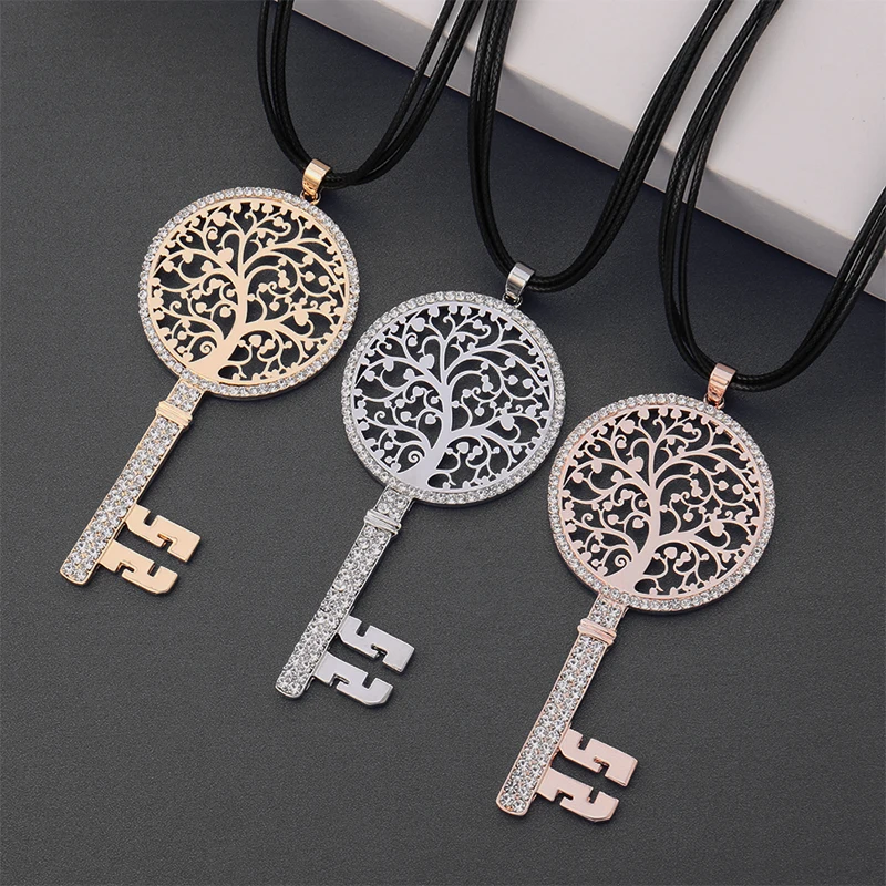 Женское ожерелье с подвеской Древо жизни роскошное Подарочное серебряного цвета