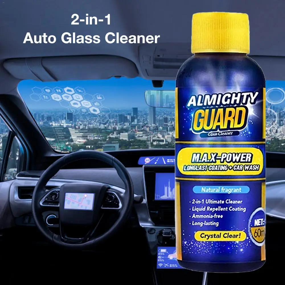 

60ml Auto Glass Cleaner 2-in-1 Glass Washer Spray Cleaner Defogging Agent Water Removal Agent Car Accessries