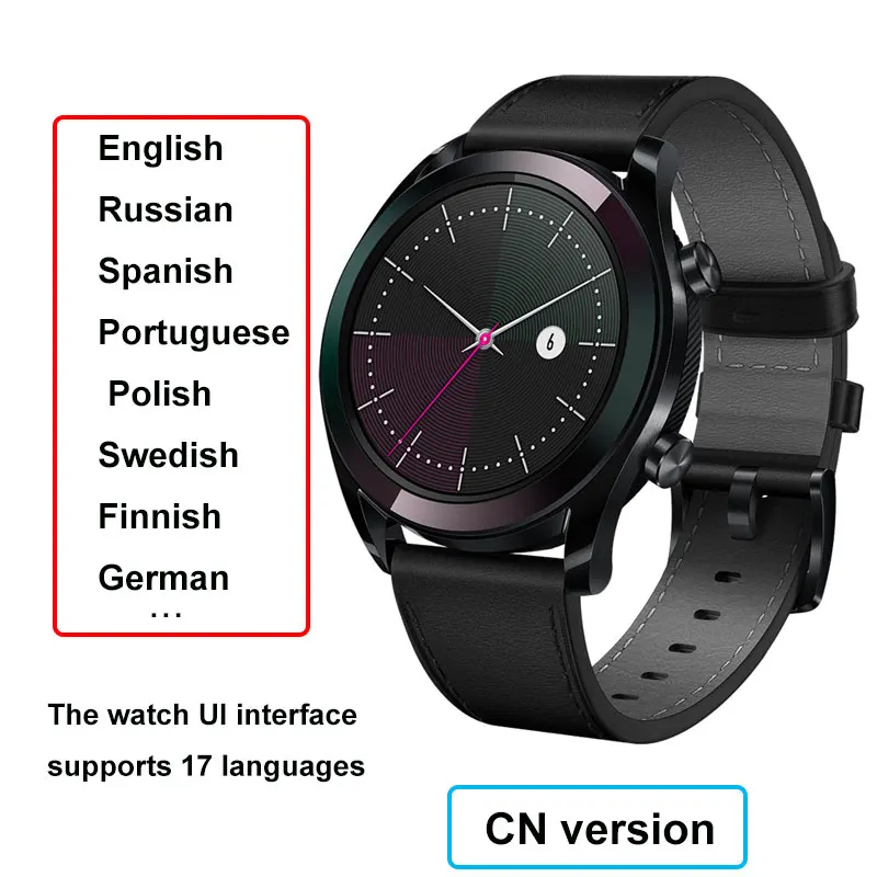 Elegant black Смарт-часы huawei GT, фитнес-трекер, шагомер, 1,39 дюймов, gps, водонепроницаемые, для телефонных звонков, трекер сердечного ритма для Android iOS - Цвет: Elegant black