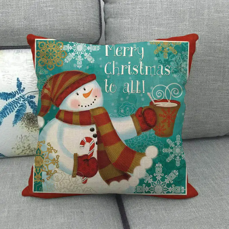 Льняные/Хлопковые наволочки в виде снеговика 45 х45 см | Дом и сад