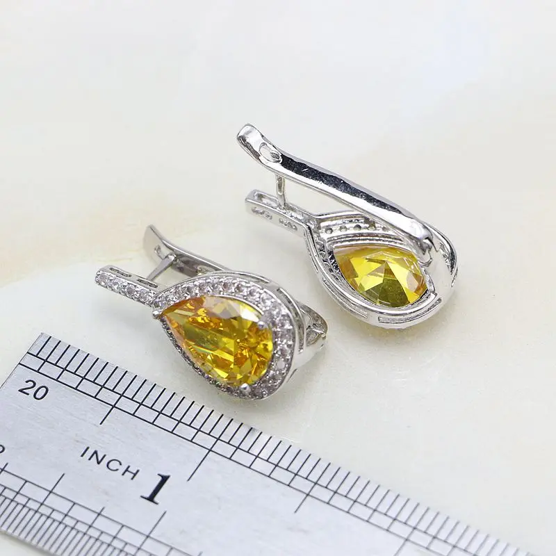 Ювелирные изделия из серебра 925 пробы жёлтый кубический цирконий белый циркон