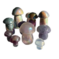 hot selling natural quartz mushroom shape crystal carving angel aura crystal carved mushroom for decoration