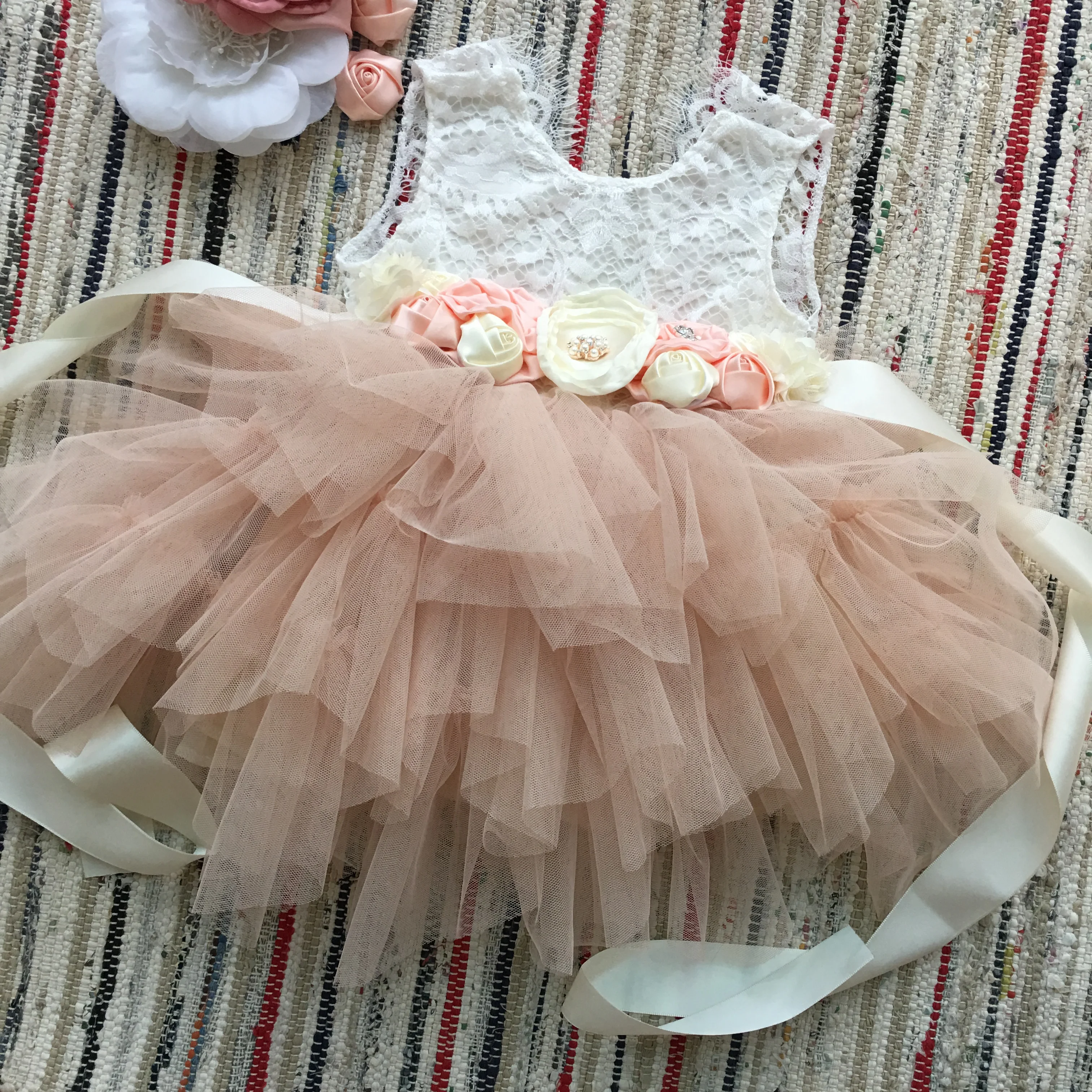 Новинка 2020 года весеннее детское кружевное платье с абрикодом изысканное