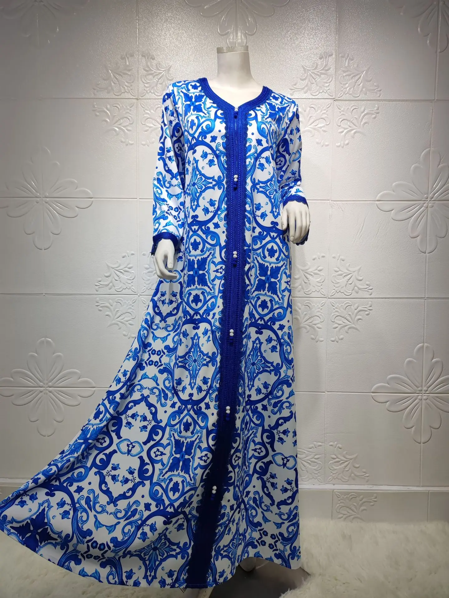 

2021 Summer New Ladies Printed Robe Abaya Dubai Kaftan Saudi Arabia Dubai Libya Ramadan Muslim Middle East Muslim Women's Dress