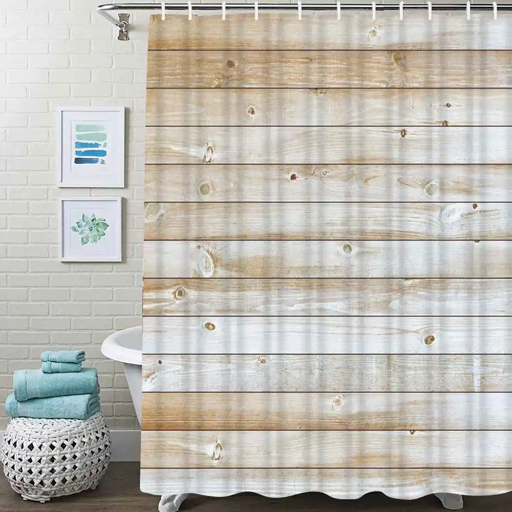 

Wood Plank Shower Curtain Texture Abstract Shower Curtain Waterproof Fabric For Bathroom Decor Shower Curtains Set With Hooks