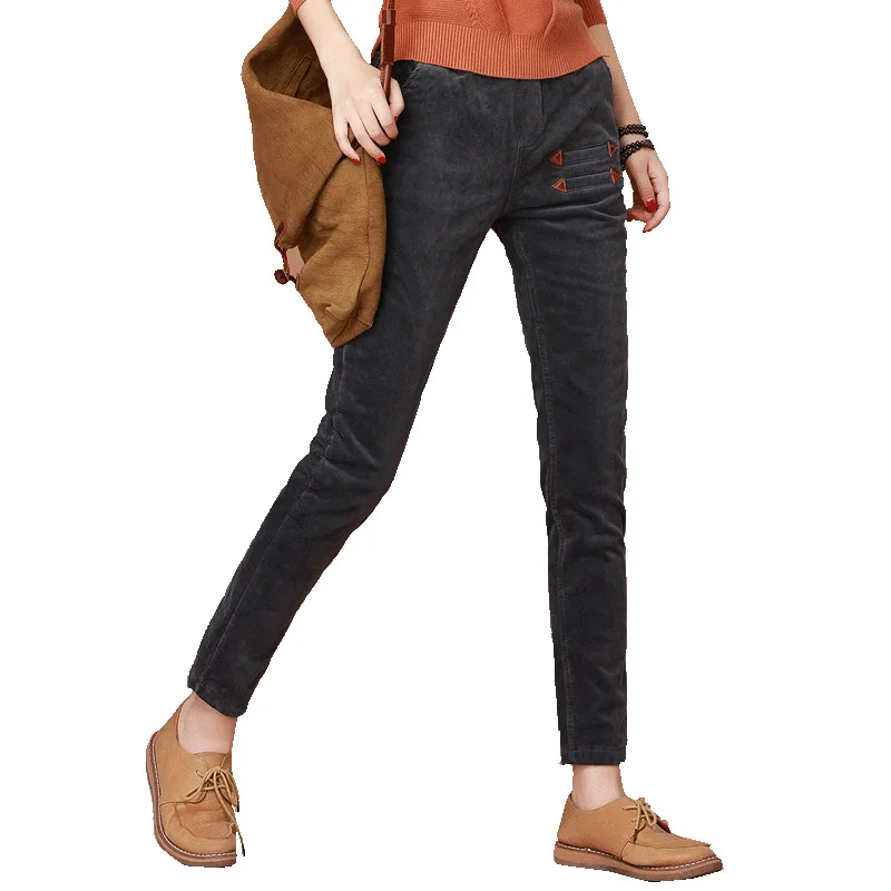 

Korean corduroy casual 92% cotton pants for women's 2021 spring autumn new arrival loose Harem Plush pants large size M L XL XXL