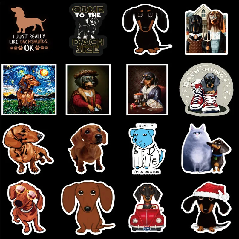 

50Pcs Sausage Dog Cartoon Cute Sticker Gifts Toys For Children Decals Stickers To Laptop Phone Suitcase Guitar Fridge Car