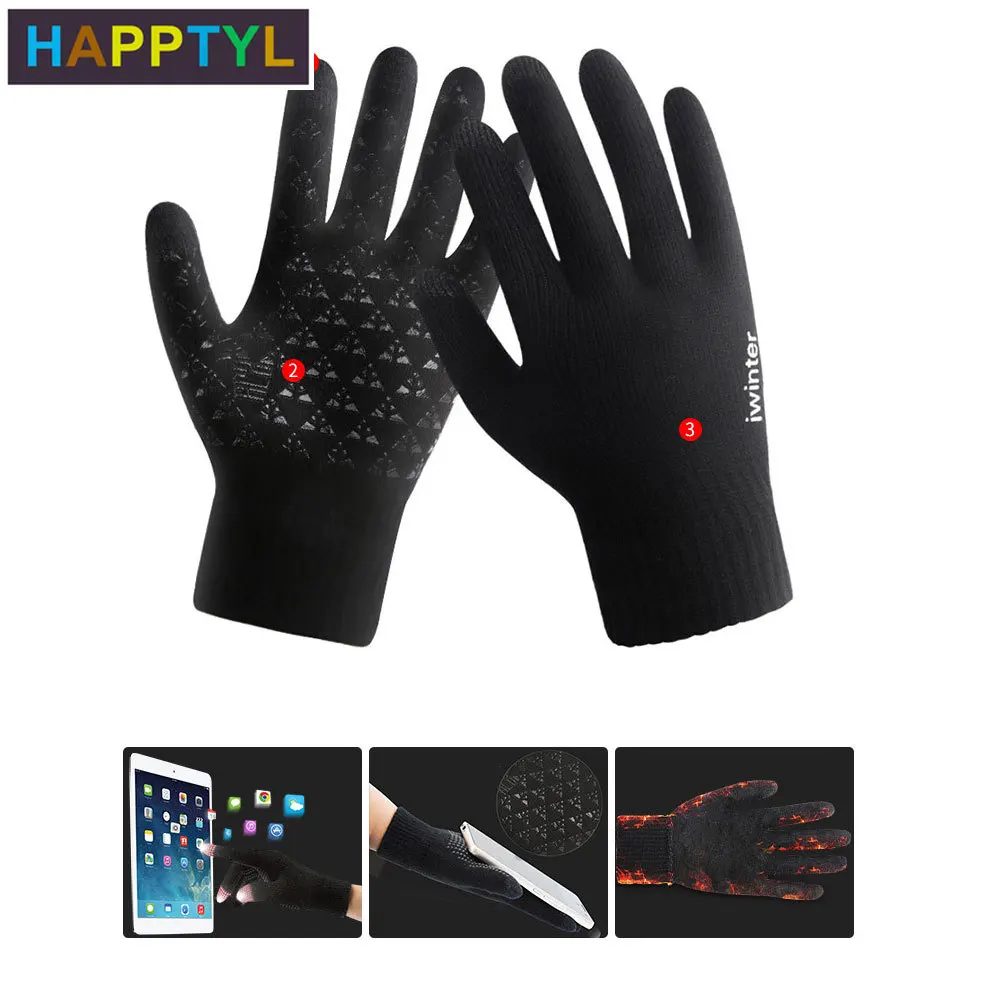 HAPPTYL 3 шт./компл. вязаная шапка перчатки шарф набор Зимний толстый теплый плотный