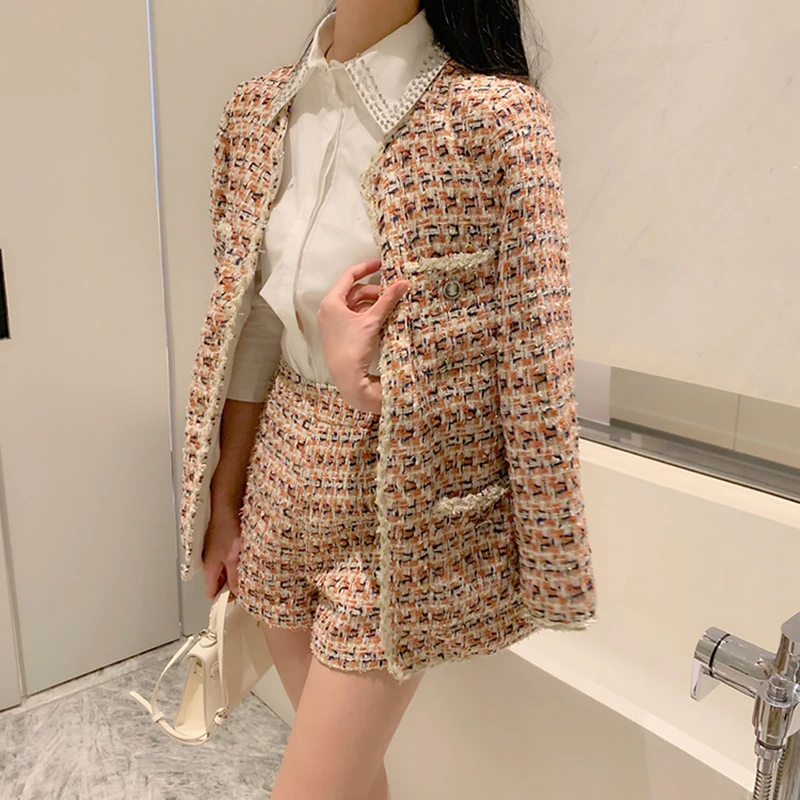 HIGH STREET Новый стильный 2020 подиумный костюм набор женский твидовый пиджак шорты |
