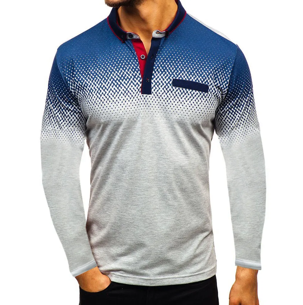 Мужские рубашки поло синего и белого цвета с градиентом английский стиль мужская