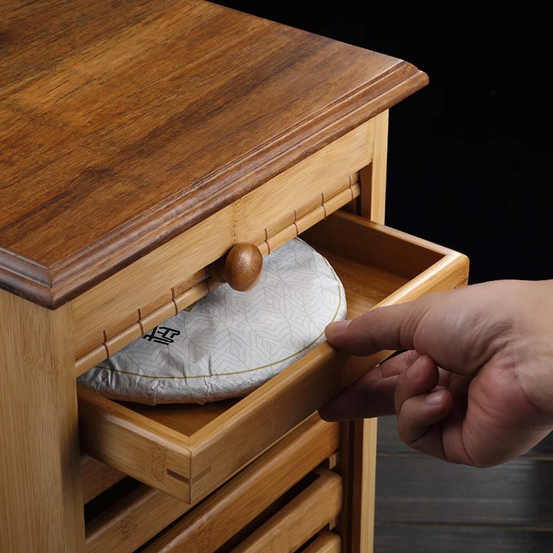 9 слоев высокой емкости из бамбука и дерева ПУ эр Чай торт шкафчик для хранения