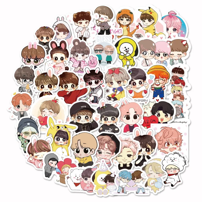 40PCS 40 pieces of K pop Korean set Bangtan boys kawaii pegatinas stickers hand account sticker pack girl stickers cartoon stickers - Цвет: 40PCS
