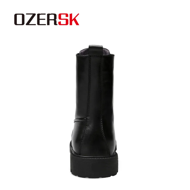OZERSK/демисезонные мужские высокие ботинки винтажные черные на шнуровке военные