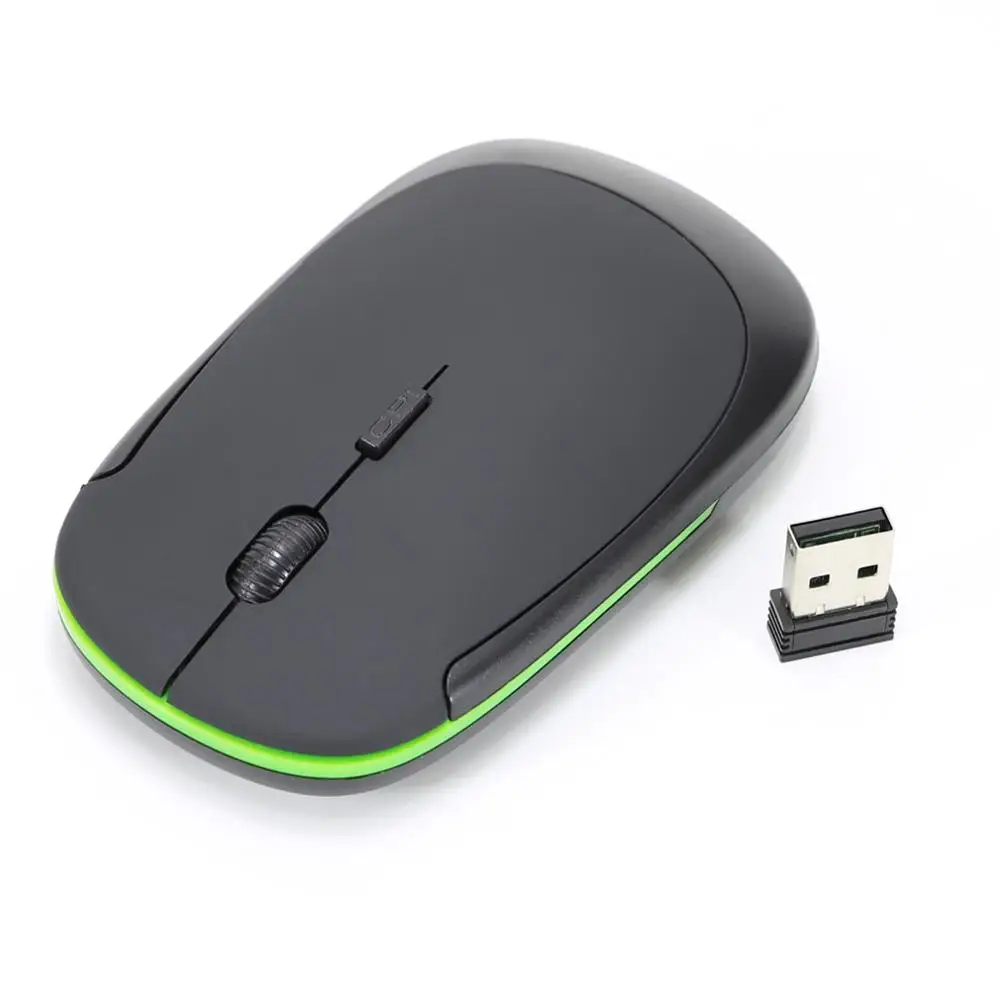 Black 1600 dpi Бесшумная компьютерная мышь Rgonomic 2,4 ГГц ультра-тонкая мини USB беспроводная оптическая мышь для Macbook ПК ноутбука офисного использования - Цвет: Black