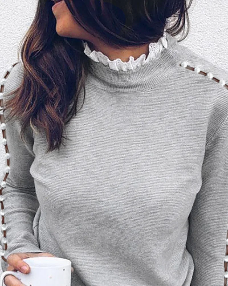 Новые Модные женские сексуальные кружевные ажурные Топы hirigin с длинным рукавом и