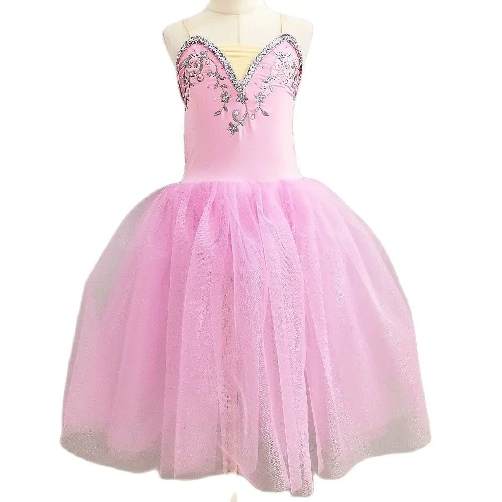 

Ballet Tutu Skirts Long Dress Pink For Children's Performance Costumes Professional Little Swan Lake Tutu Dress