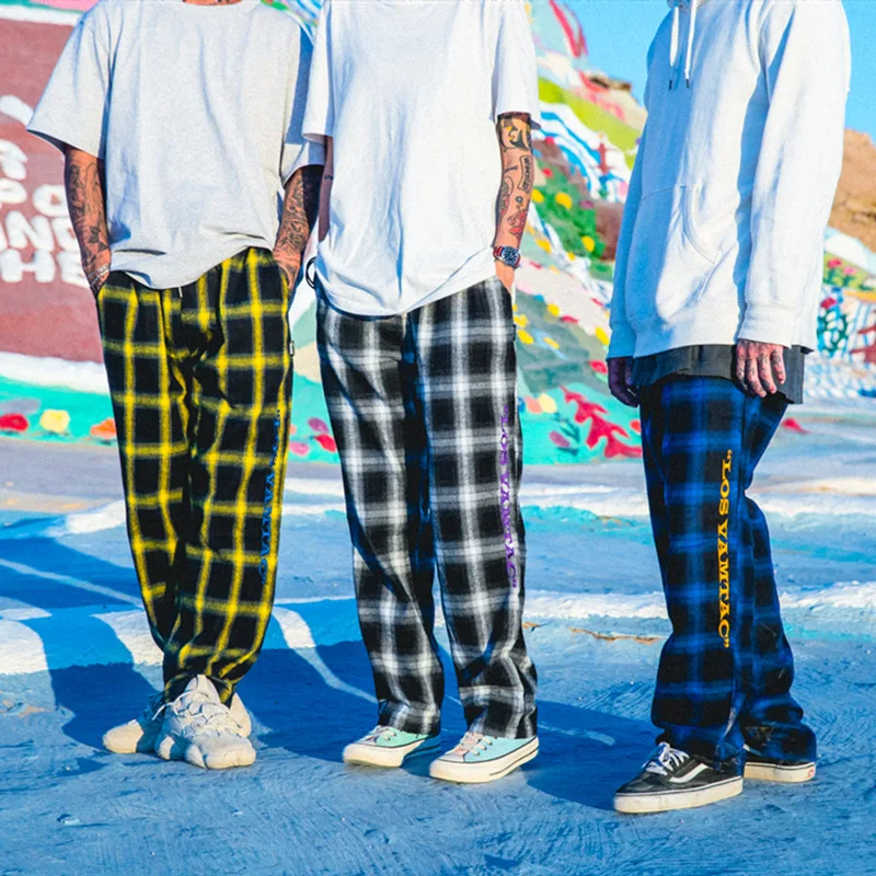 UNCLEDONJM мужские клетчатые штаны в стиле хип-хоп уличные спортивные Модные
