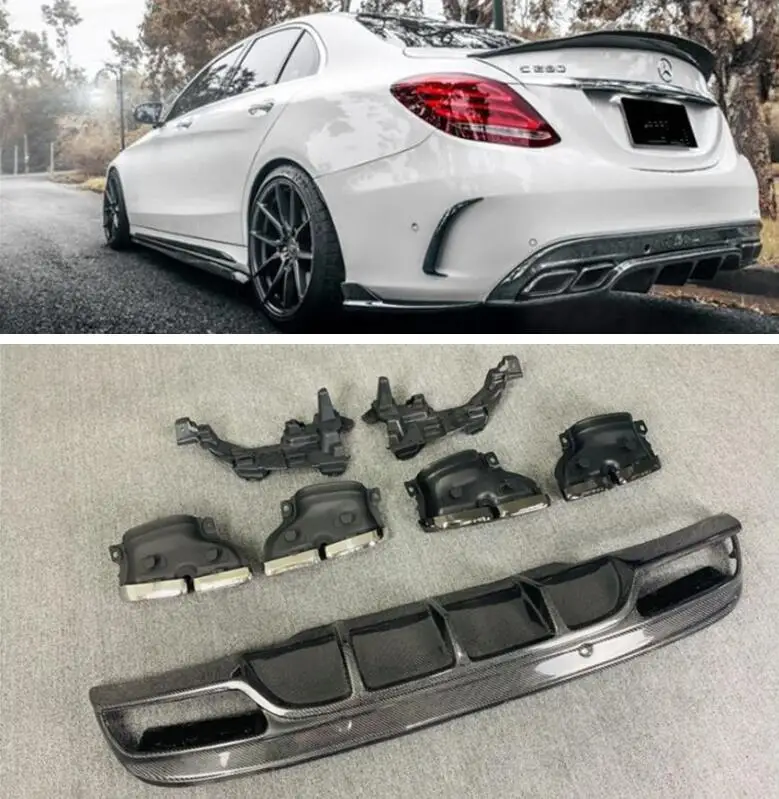 

Диффузор в стиле FD для заднего бампера из углеродного волокна для Mercedes-Benz C Class W205 C180 C200 C260 C300 C63 2015-2021