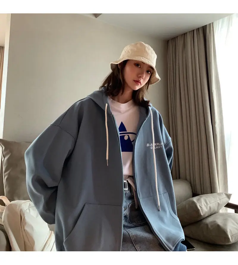 

INS Hong Kong style cardigan sweatshirt men autumn winter Korean version hooded coat female students trend loose match lovers sw